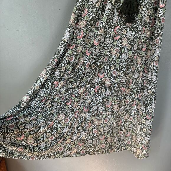 J. JILL Jersey Knit Tiered Maxi Dress Western Paisley Floral Belted Sundress XS - Picture 2 of 9